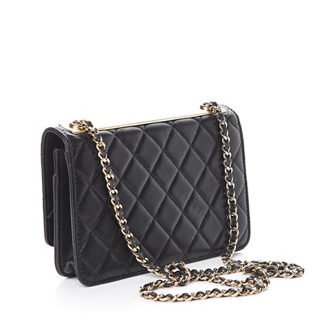 chanel black quilted leather trendy cc wallet on chain|Chanel timeless wallet on chain.